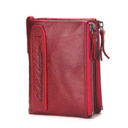 CONTACT'S Genuine Leather Short Wallet for Women — Luxury Designer Card & Coin Holder, Mini Money Clip Wallet with Free Shipping