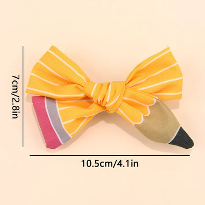2Pcs Pencil Bow Hair Clips - Cute Kawaii Back to School Hairpins for Girls Kids