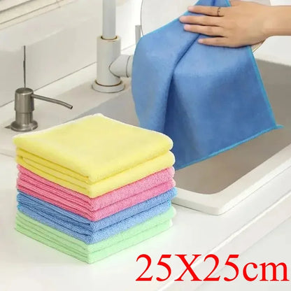 5/10/20pcs Light Gray Kitchen Towels – Ultra-Fine Fiber Cleaning Cloths, Soft, Absorbent & Stain-Removing Set