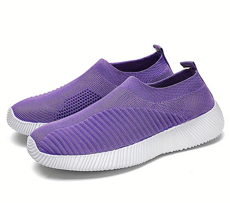 Women’s Slip-On Sock Sneakers – Breathable Flat Casual Vulcanized Sports Shoes Zapatillas
