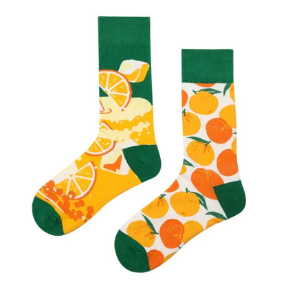 WY_New Asymmetrical Couples Mandarin Ducks Cotton Socks – Fashion Sports Colorful Medium & High Sleeve Unisex Crew Socks, Trendy Couple Gift Socks