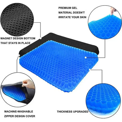 Gel Seat Cushion – Double Thick Egg Gel Pad for Pressure Relief, Breathable Soft Cushion for Car & Office Chair