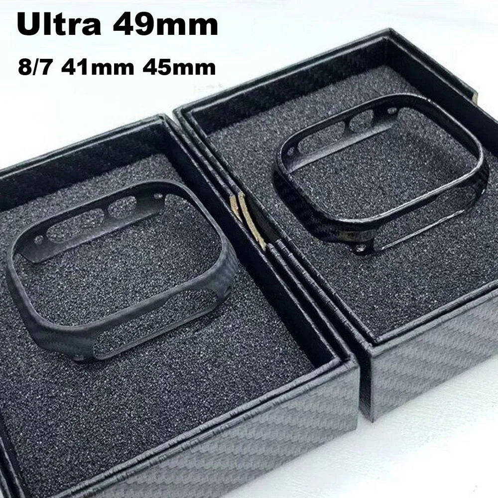 Genuine Carbon Fiber Shockproof Case – Slim Bumper Cover for Apple Watch S8/S9/Ultra 2 (49mm)