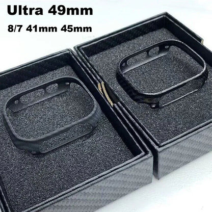 Genuine Carbon Fiber Shockproof Case – Slim Bumper Cover for Apple Watch S8/S9/Ultra 2 (49mm)