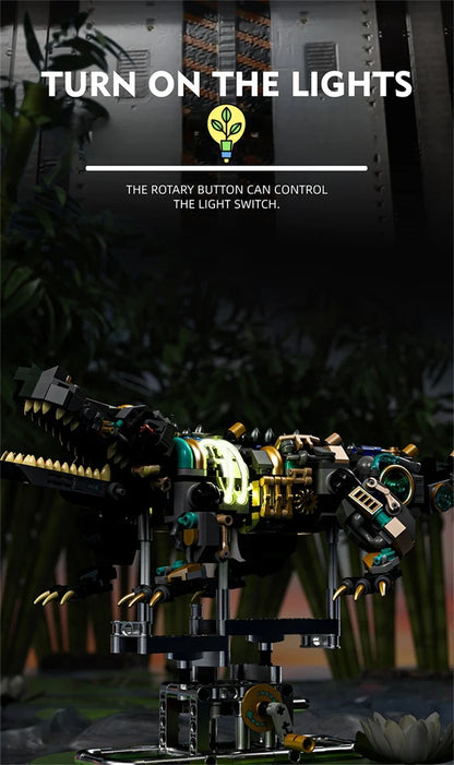 Mechanical Shark & Sea Life Building Blocks Set – Crocodile, Parrot, Mantis, Frog, Manta Ray Toy for Kids