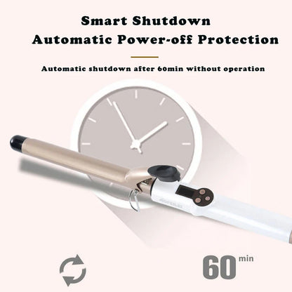 Professional Electric Hair Curler – 9-38mm Temperature Adjustable Curling Iron Wand with LCD Display