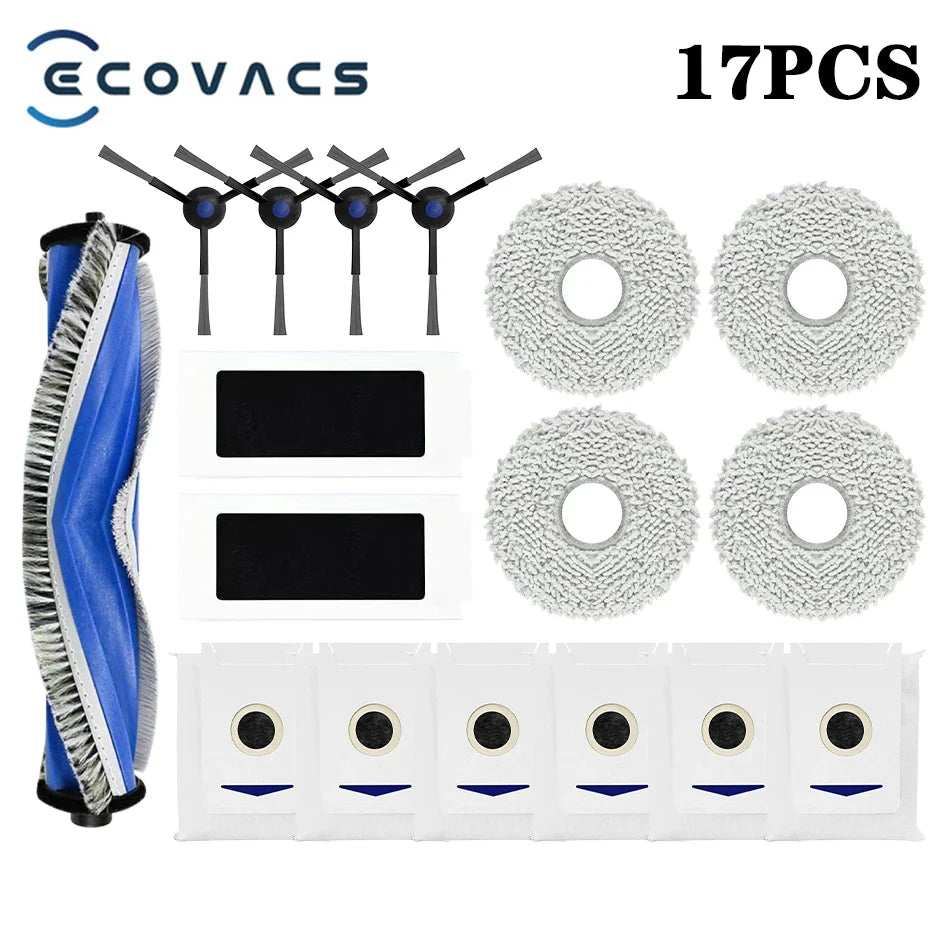Ecovacs Deebot T30 Pro Omni / YEEDI M12 Pro+ Parts – Roller Brush, Side Brush, HEPA Filter, Dust Bag, Mop Cloth & Bracket