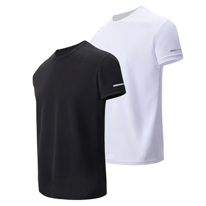 Men’s Summer Quick Dry T-Shirt - Solid Color Short Sleeve Sports Shirt for Running & Casual Wear