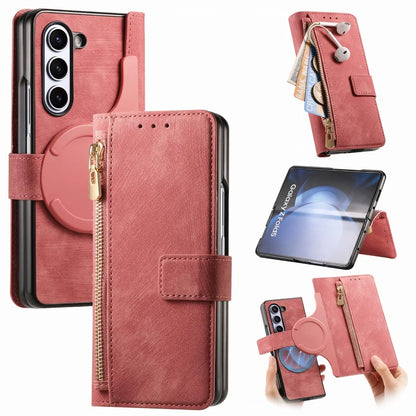 2-in-1 Detachable Leather Wallet Case for Samsung Galaxy Z Fold 6/5/4/3 – Zipper Card Slot Cover 5G Compatible