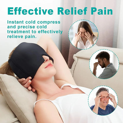 Ice Gel Migraine Relief Hat: Hot Cold Therapy Cap for Headache Relief - Stress Pressure Pain Relief Eye Mask Included