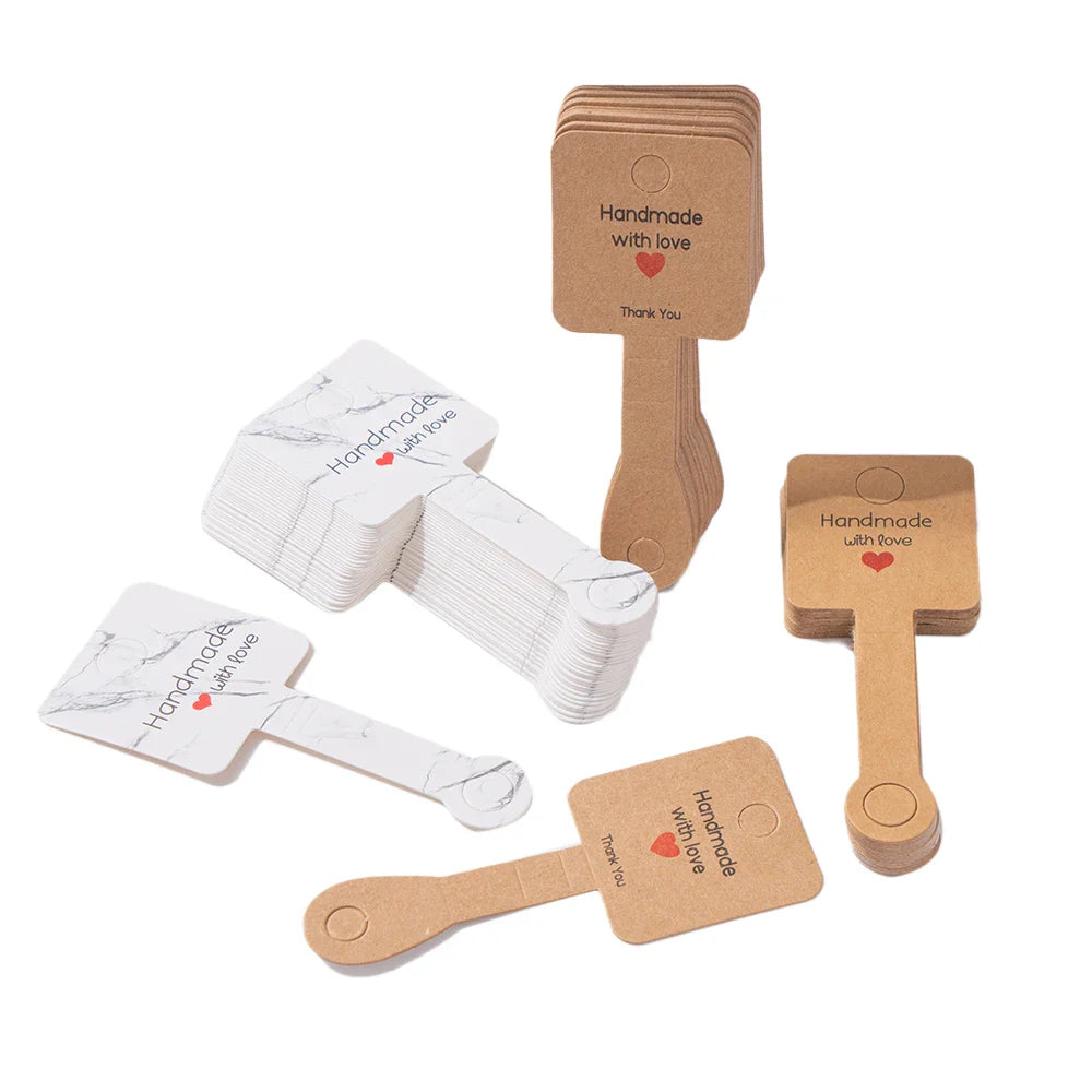 50PCS Self-Adhesive Display Card — 4x10cm Price Tags for Bracelets, Keychains & Jewelry Packaging, Small Business Labels