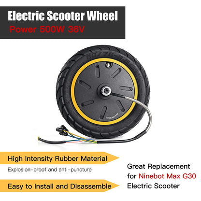 60/70-6.5 Electric Scooter Motor Wheel – 36V 500W Rear Drive Replacement for Ninebot Max G30