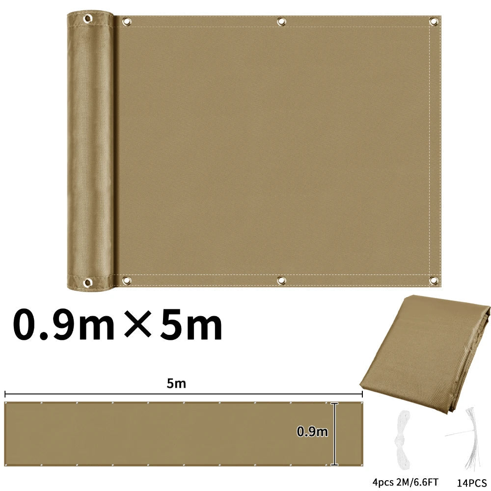 Balcony Privacy Screen Fence Cover with Grommets – Waterproof UV Protection Sunshade Cloth for Patio, Garden & Outdoor Shelter