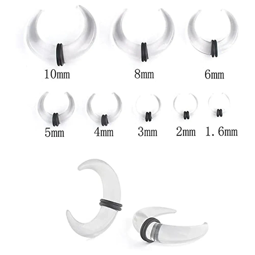 8PCS Acrylic Ear Piercing Kit — Spiral Tapers, Tunnels & Septum Horns for Men & Women Body Jewelry