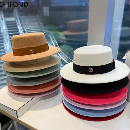 Fedora Hats for Women and Men - Elegant Fashion Bowler Dress Caps with Ribbon Band, Felt Jazz Hat for Weddings, Church, Panama Style