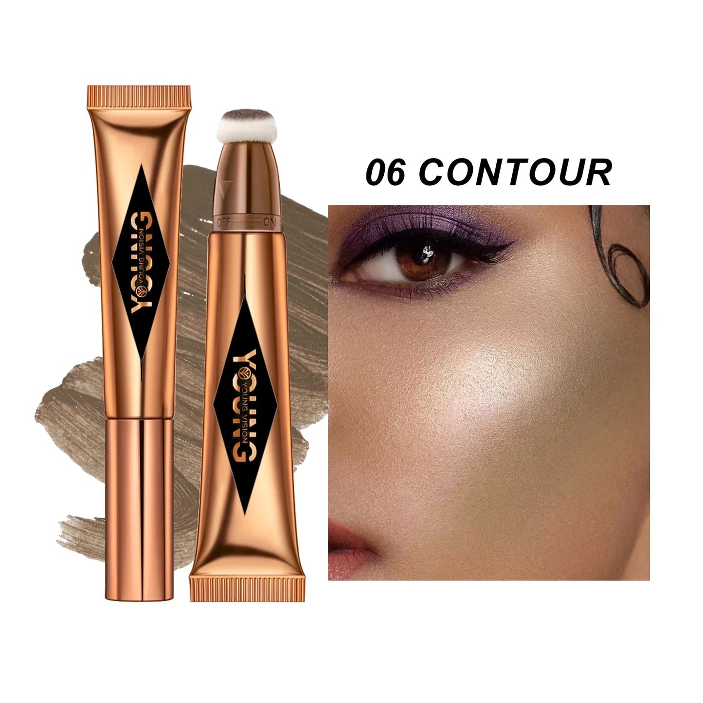 YOUNG VISION Air Cushion Powder Blusher - High Gloss Stick Rouge Makeup Liquid, 6 Color Options