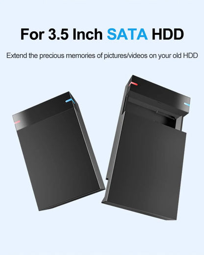 3.5 Inch USB 3.0 to SATA External Hard Drive Enclosure Case for SSD/HDD up to 10TB – PC & Laptop Compatible