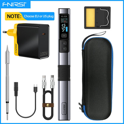 FNIRSI HS-02 Adjustable Temperature Soldering Iron – 20V 100–450℃ 100W Portable Welding & Repair Rework Station Tool