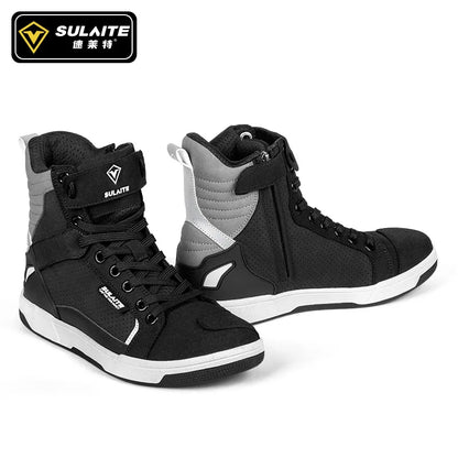 Motorcycle Riding Shoes - Breathable High-Cut, Anti-Fall, Anti-Slip Knight Boots, Parkour Shoes, All-Season Casual Motorcycle Boots