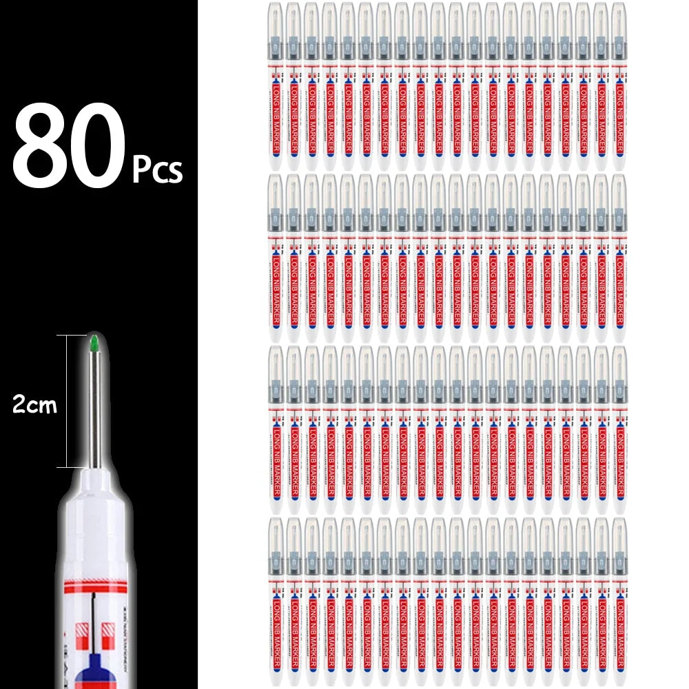 2cm Waterproof Deep Hole Marker Pen - Long Head Carpenter Markers for Metal Woodworking Tools 4-80pcs