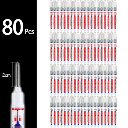 2cm Waterproof Deep Hole Marker Pen - Long Head Carpenter Markers for Metal Woodworking Tools 4-80pcs