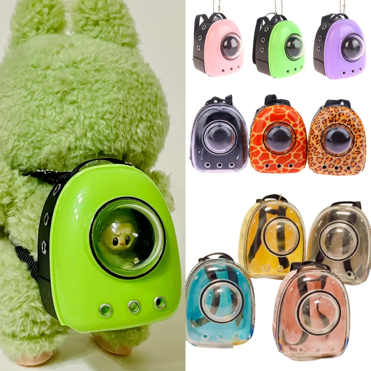 Labubu Doll Accessories Set – Cute Transparent Pet Backpack for 15/17cm Labubu Dolls