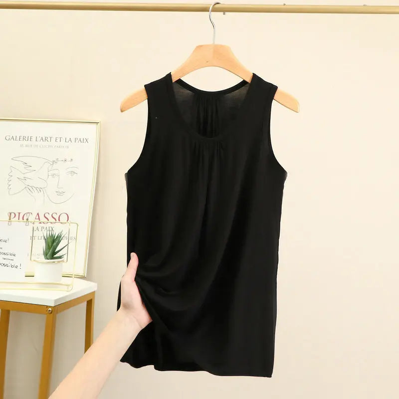 Women’s Plus Size Modal Tank Top - Loose Fold Sleeveless Summer Vest Shirt XL-6XL Casual Homewear