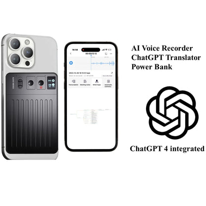 ChatGPT-4 AI Mini Voice Note Recorder — Real-Time Translator Device with Phone Charging & Intelligent Translation