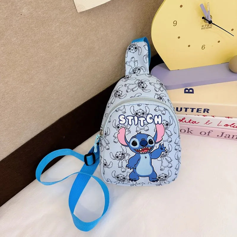 Stitch & Angel Sling Chest Bag – Cartoon Anime Crossbody Shoulder Bag with Coin Purse for Daily Travel