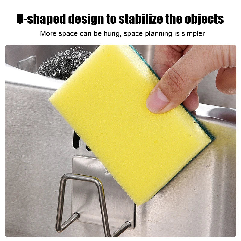 Stainless Steel Self-Adhesive Kitchen Sponge Rack - Sink Drain Drying Holder, Sink Accessories for Efficient Organization