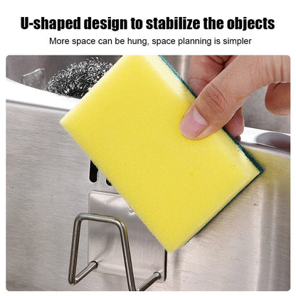 Stainless Steel Self-Adhesive Kitchen Sponge Rack - Sink Drain Drying Holder, Sink Accessories for Efficient Organization