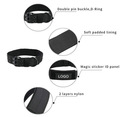 Adjustable Reflective Nylon Dog Collar – Heavy Duty Tactical Training Collar for German Shepherds