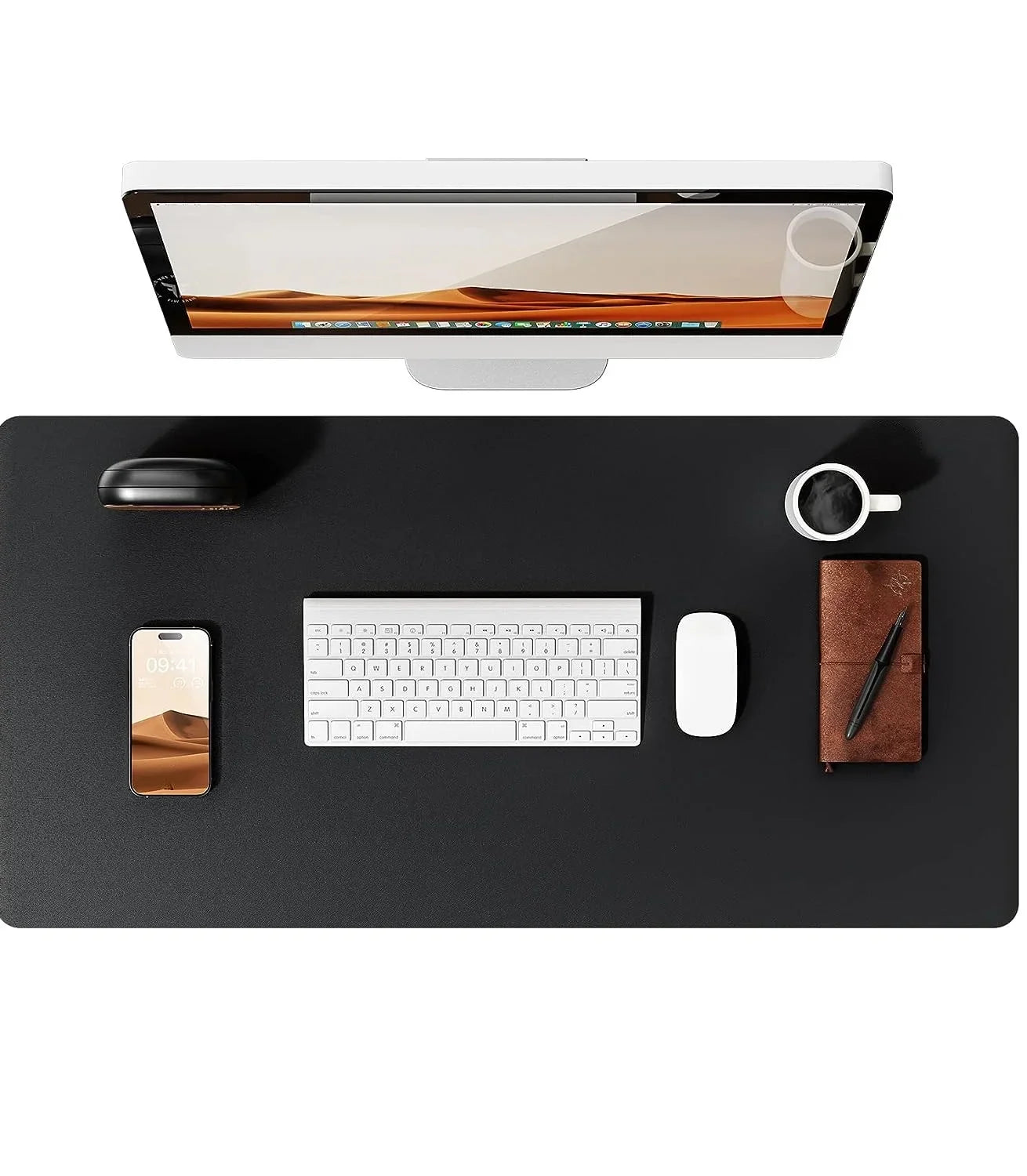 Large Leather Mouse Pad Desk Mat - Non-Slip PU Leather Office Desk Protector for Laptop & Workspace Setup