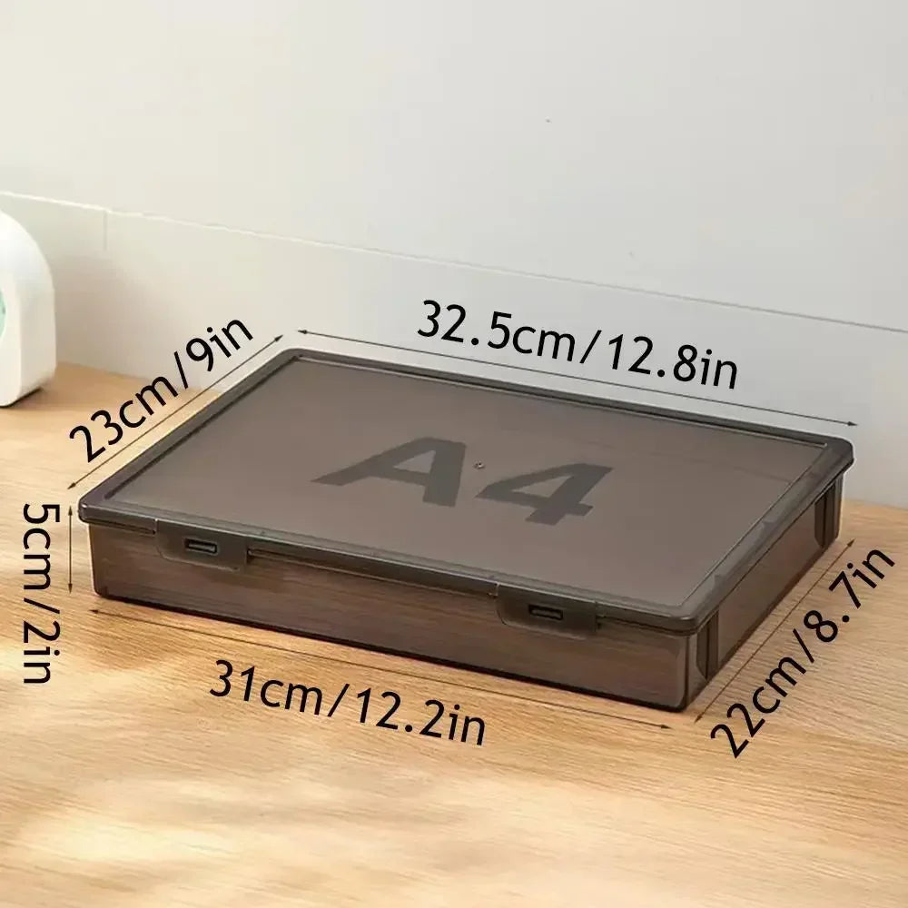 A4 Dustproof Document Organizer Box – Black Transparent File Storage Container for Certificates and Easy Organization