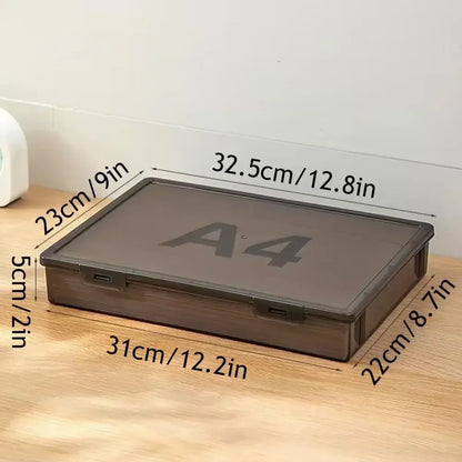 A4 Dustproof Document Organizer Box – Black Transparent File Storage Container for Certificates and Easy Organization