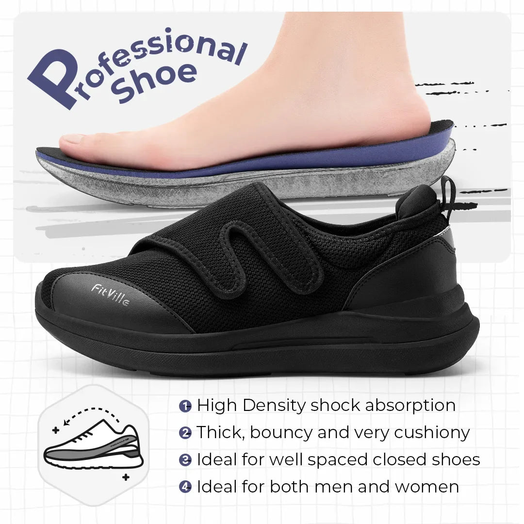 FitVille Men’s Extra Wide 4E Diabetic Walking Shoes, Orthopedic Adjustable Comfort Shoes for Swollen Feet with Arch Support & Cushioning