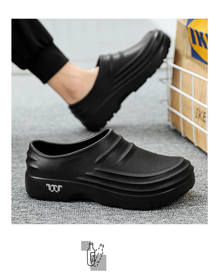 Summer Chef Shoes – Anti-Slip & Oil-Proof Work Slippers, Casual Trendy One-Step Fashion Sports Shoes