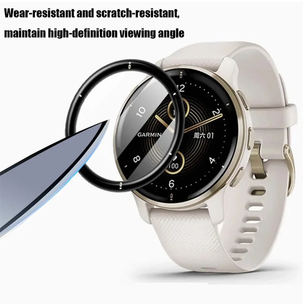 3D Curved Screen Protector Film – Clear TPU Full Cover for Garmin Venu 2 Plus, Venu 2S, Vivoactive 4/4S