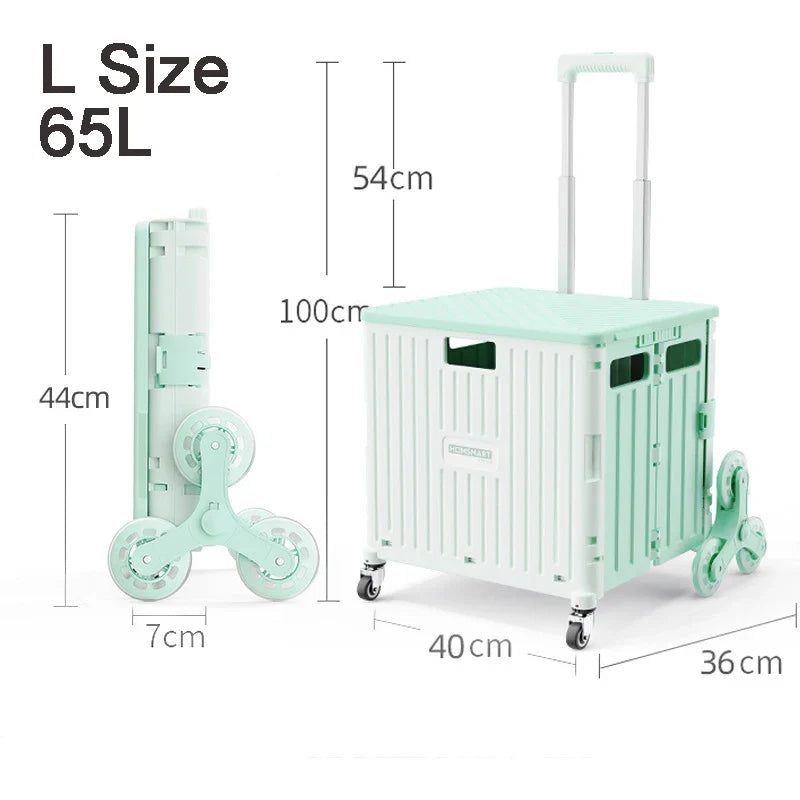 45/65L Folding Shopping Cart Trolley – Portable Home Cart with 2/4/8 Wheels