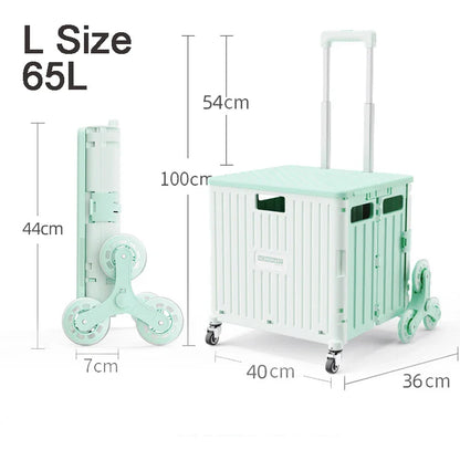 45/65L Folding Shopping Cart Trolley – Portable Home Cart with 2/4/8 Wheels