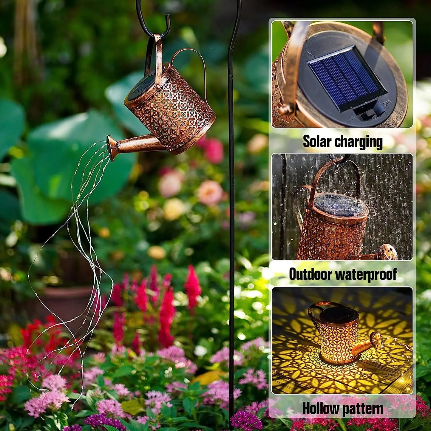 Solar Watering Can Lights: Cascading Light Waterfall Décor - Waterproof Solar Garden Hanging Light for Stunning Outdoor Decoration