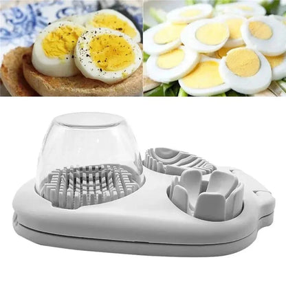 3-in-1 Egg Slicer for Hard Boiled Eggs, Fruit & Vegetable Manual Kitchen Food Cutter Tool