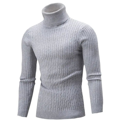 Autumn Winter Men's Turtleneck Sweater - Slim Fit Knitted Rollneck Pullover, Warm and Casual Jumper for Men
