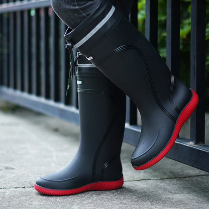Men’s & Women’s High-End Rain Boots – Waterproof, Non-Slip Short & Mid-Calf Rubber Boots with Drawstring