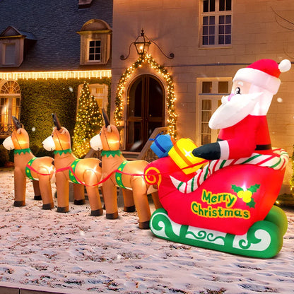 Merry Christmas Tree Arch Inflatable – Santa Claus Sleigh Decoration with LED Light for Home, Garden, and New Year Party Decor