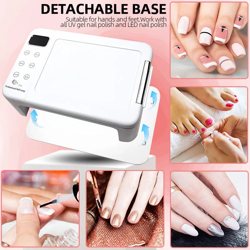 300W High-Power Nail Dryer Lamp with Hand Pillow – 63 LED UV Lamp for Press-On Nails & Gel Curing Machine