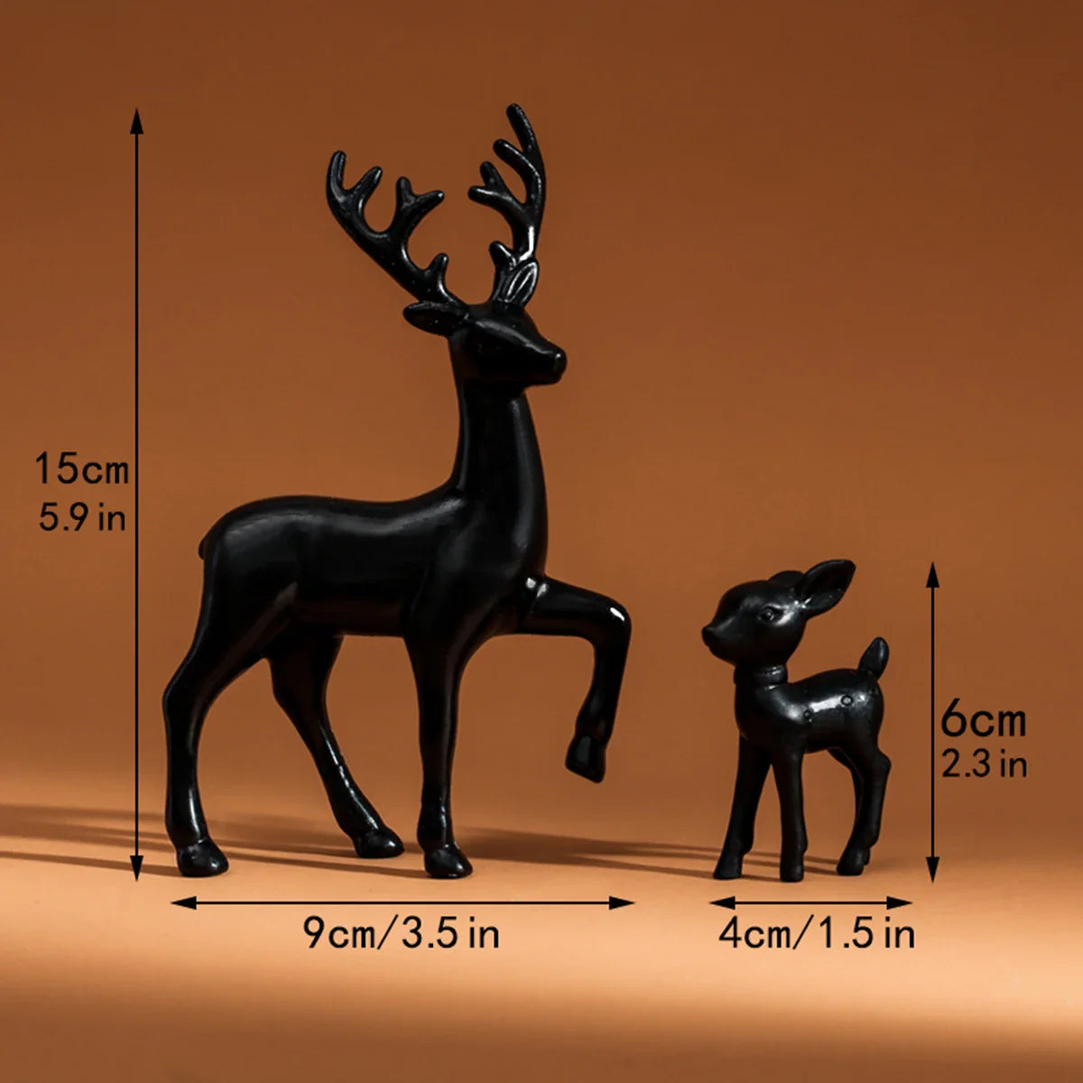 2-Piece Mother & Baby Deer Figurines – Cute Kawaii Sculptures for Kids Room & Christmas Home Decor