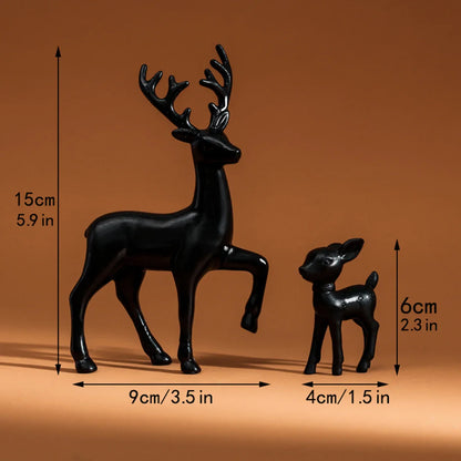 2-Piece Mother & Baby Deer Figurines – Cute Kawaii Sculptures for Kids Room & Christmas Home Decor