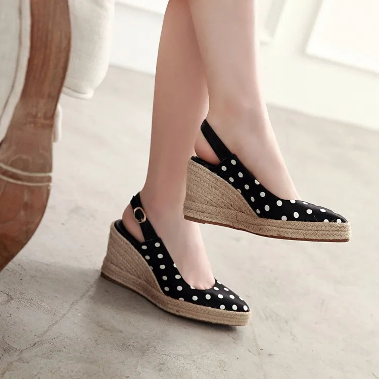 Women's Espadrille Wedge Sandals - Pointed Toe Platform Slingback Jute High Heel Shoes