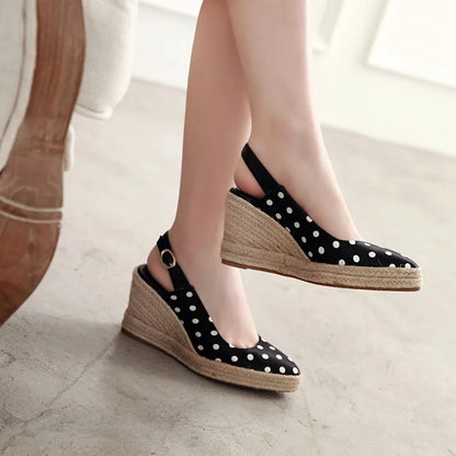 Women's Espadrille Wedge Sandals - Pointed Toe Platform Slingback Jute High Heel Shoes